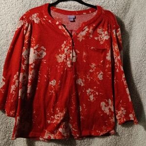 Laura Scott Red Floral Blouse